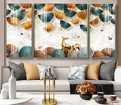 轻奢抽象金色线条山水现代简约新中式风景晶瓷晶贝装饰画图片下载